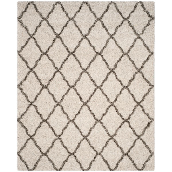 Safavieh 8 x 10 ft. Hudson Shag Power Loomed Large Rectangular Area Rug; Ivory & Grey SGH283A-8 - main